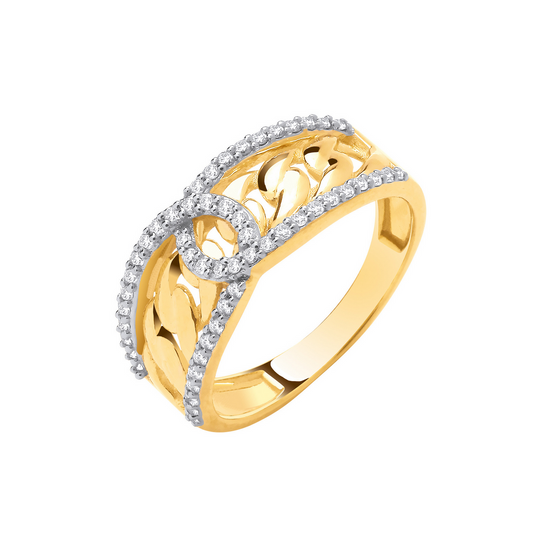 9ct Yellow Gold 0.25 Carats Diamond Set Fancy Ring, Various Sozes (1053)