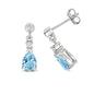 9ct White Gold Aquamarine and Diamond Pearcut Dropper Earrings (245)
