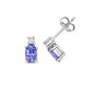 9ct White Gold Pearcut Tanzanite and Diamond Stud Earrings (249)