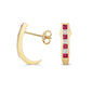 9ct Yellow Gold Natural Ruby and Diamond Set Earrings (291)