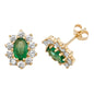 9ct Yellow Gold Real Emerald Stones Oval Cluster Earrings (301/ES545)