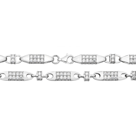 Sterling Silver Cubic Zirconia Chunky Bracelets Various Lengths (1121)