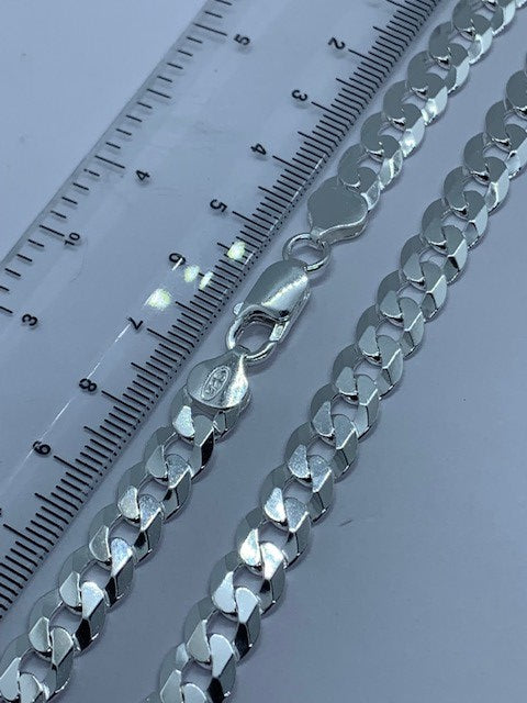 Sterling Silver 9mm Classic Flat Curb Chain Various Lengths (1354)