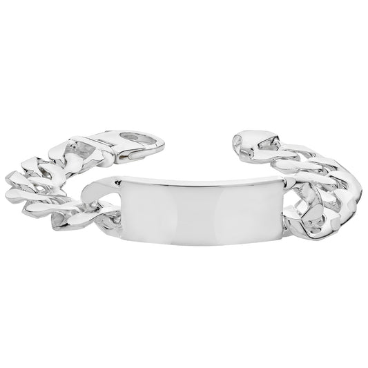 Sterling Silver Heavy Solid Curb ID Identity Bracelet 8.75 Inch (2276)