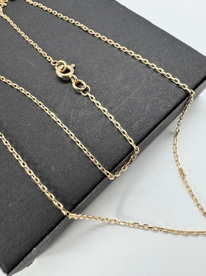 9ct Yellow Gold 1.34mm Trace Diamond Cut Oval Link Chain Various Lengths (g40aft)
