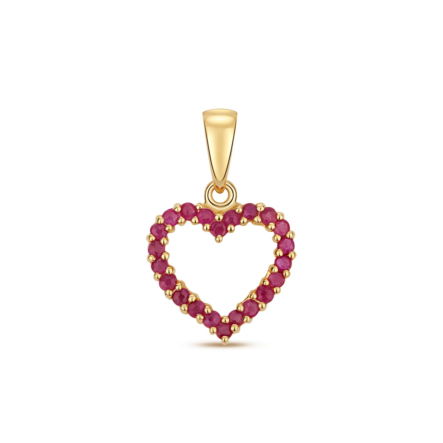 9ct Yellow Gold 20x 14mm Ruby Heart Pendant 0.62 Carats (244)
