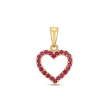 9ct Yellow Gold 20x 14mm Ruby Heart Pendant 0.62 Carats (244)