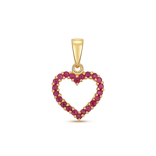 9ct Yellow Gold 20x 14mm Ruby Heart Pendant 0.62 Carats (244)