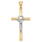 9ct Yellow and White Gold 52x25mm Crucifix Cross Set Pendant (1043)
