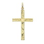 9ct Yellow Gold 27x24mm Semi Solid Gold Engraved Cross Pendant  (1214E)