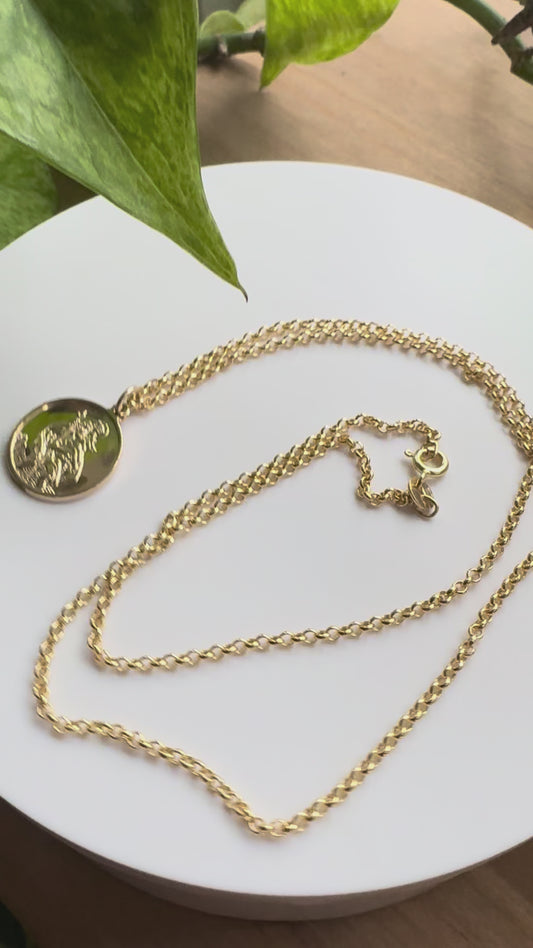 9ct Yellow Gold Double Sided St Christopher Pendant & 20 inch Chain
