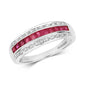 9ct White Gold Ruby and Diamond Band Style Ring, Sizes J to Q (267WR)