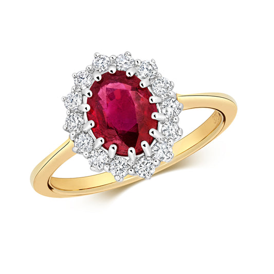 Gold ring with a ruby and diamonds