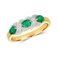 9ct Yellow Gold Triple Emerald and Diamond Ring, Sizes J to Q (294E)