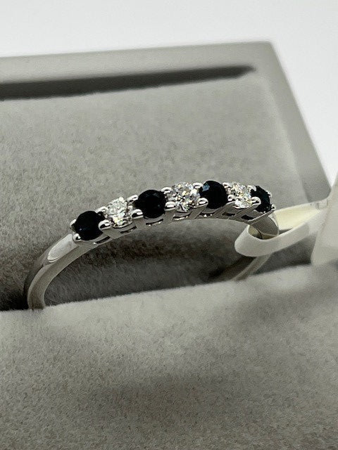 9ct White Gold Sapphire and Diamond Eternity Band Style Ring, Sizes J to Q (438WS)