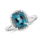 9ct White Gold London Blue Topaz and Diamond Cluster Ring, Sizes J to Q (445)