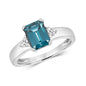9ct White Gold London Blue Topaz and Diamond Ring, Sizes J to Q (452W)