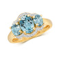 9ct Yellow Gold Blue Topaz and Diamond Cluster Ring, Sizes J to Q (455)