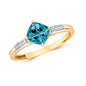 9ct Yellow Gold London Blue Topaz and Diamond Ring, Sizes J to Q (478)