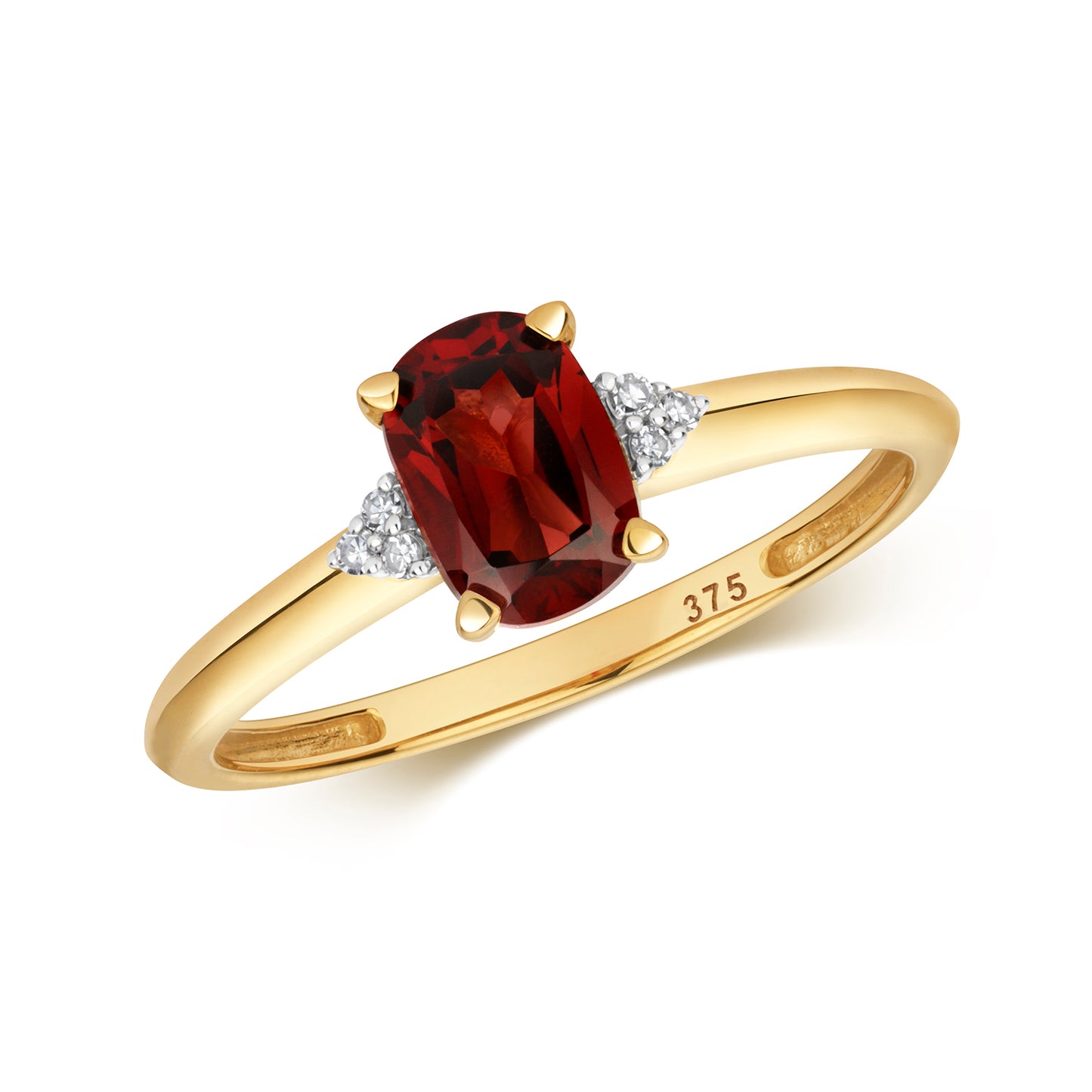 9ct Yellow Gold Garnet and Diamond Cocktail Ring (484G)