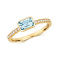 9ct Yellow Gold Natural Aquamarine and Diamond Ring, Sizes J to Q (489)