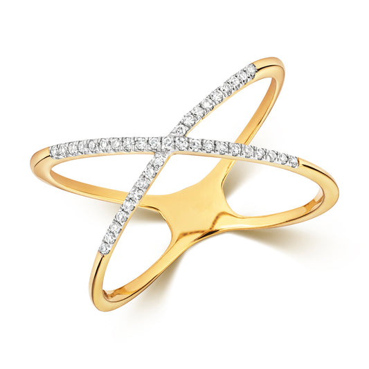 9ct Yellow Gold Round Cut 0.11 Carat Fancy Diamond Ring, Ring Sizes J to Q (812)