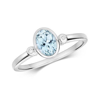 9ct White Gold Aquamarine and Diamond Cocktail Ring, RIng sizes J to Q (904)