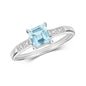 9ct White Gold Aquamarine and Diamond Ring, Ring size J to Q (916)