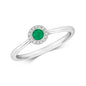 9ct White Gold Emerald and Diamond Cluster Round Ring, Sizes J to Q (931E)