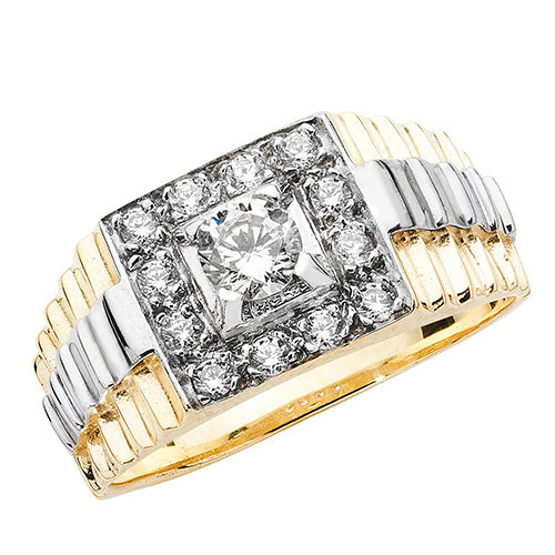 9ct Yellow Gold Clear Zirconia Square Cluster Design Ring, Sizes Q to Z (696)