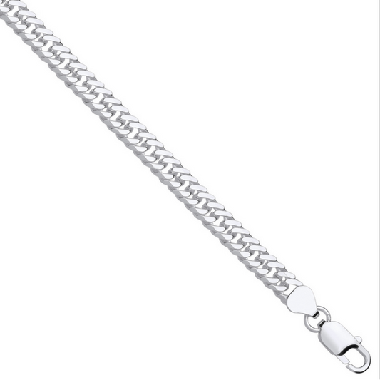 Sterling Silver 6.6mm Double Fancy Curb Link Chain Various Lengths (0413)