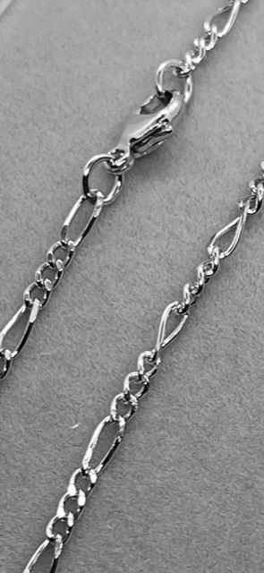 9ct Solid White Gold 2.2mm Figaro Style Chain Various Lengths (W24FFG)