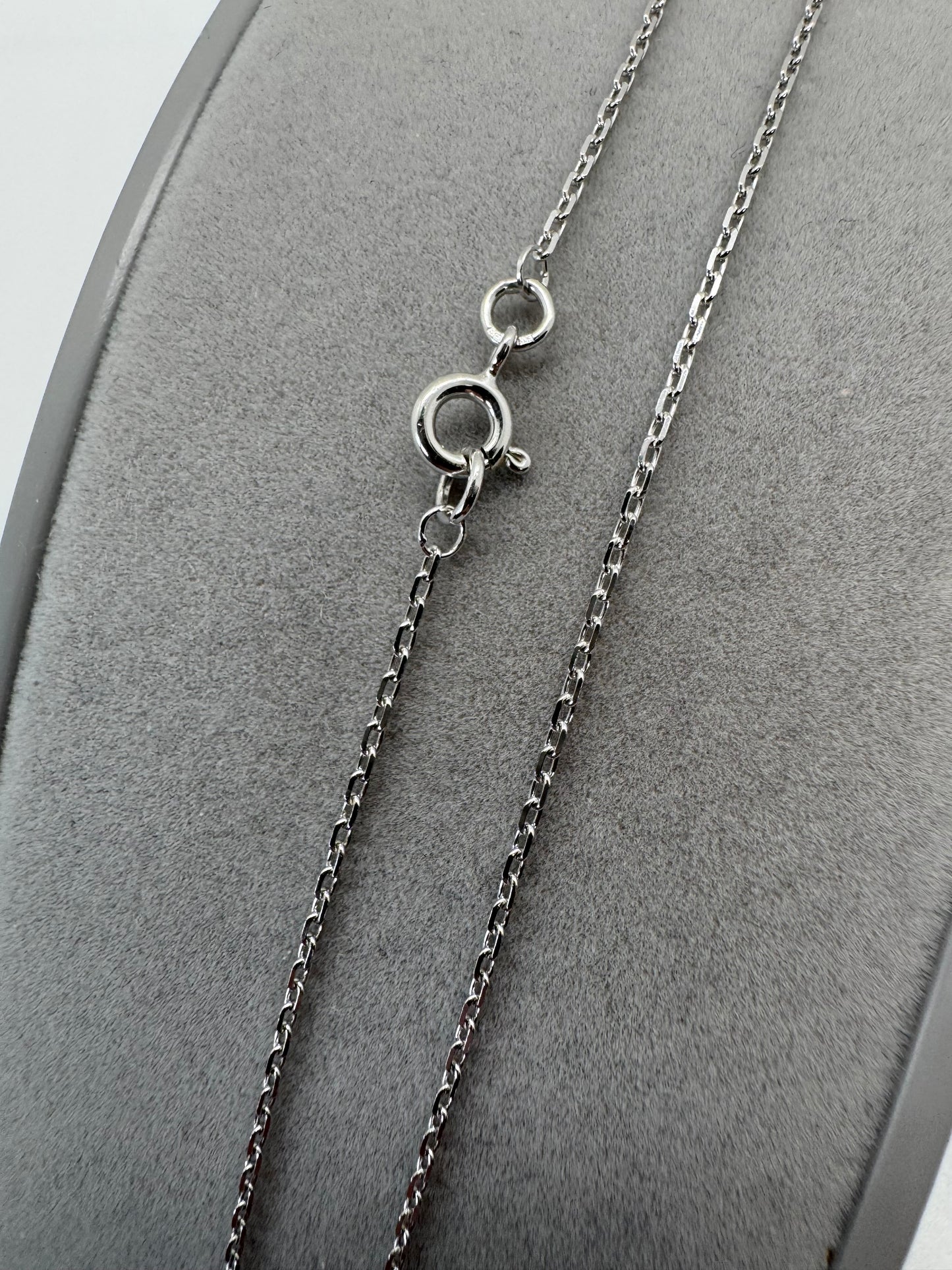 9ct White Gold 1.34mm Trace Diamond Cut Oval Link Chain Various Lengths (w40aft)