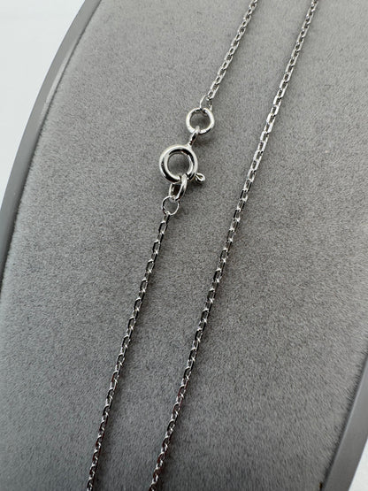 9ct White Gold 1.34mm Trace Diamond Cut Oval Link Chain Various Lengths (w40aft)