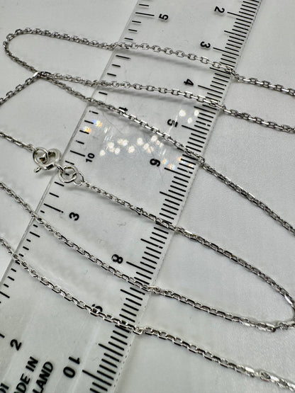 9ct White Gold 1.34mm Trace Diamond Cut Oval Link Chain Various Lengths (w40aft)
