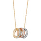 9ct Yellow Gold 10mm Tri Colour Gold Rings Pendant on 18" Neck Chain (074)