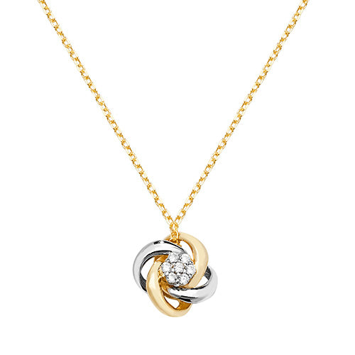 9ct Yellow and White Gold 13mm Cubic Zirconias Pendant on 18" Chain (353)
