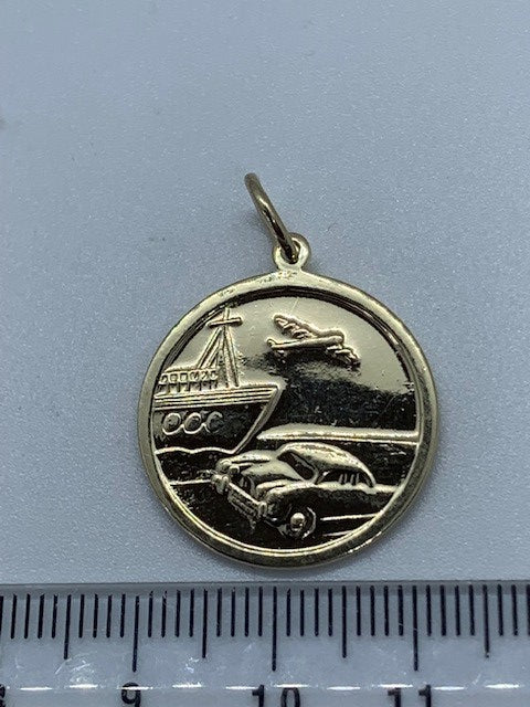 9ct Yellow Gold Solid St Christopher Double Side Pendant (283)