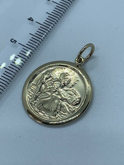 9ct Yellow Gold Solid St Christopher Double Side Pendant (283)